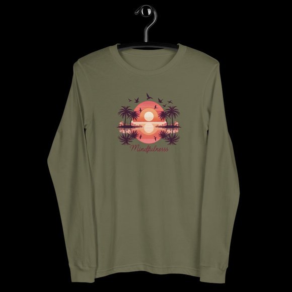 Embrace Tranquil Elegance: Sunset Silhouette Bliss Long Sleeve Tee - Mindfullnes - Picture 5 of 5